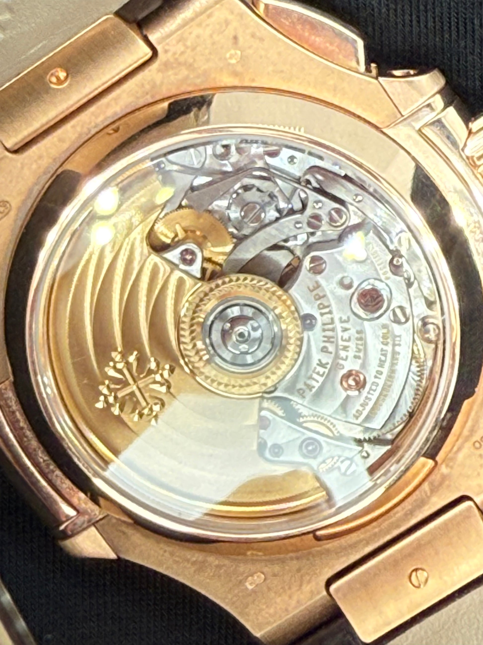 Patek Philippe Nautilus 18ct Rose Gold Brown Dial 5980R-001 open case