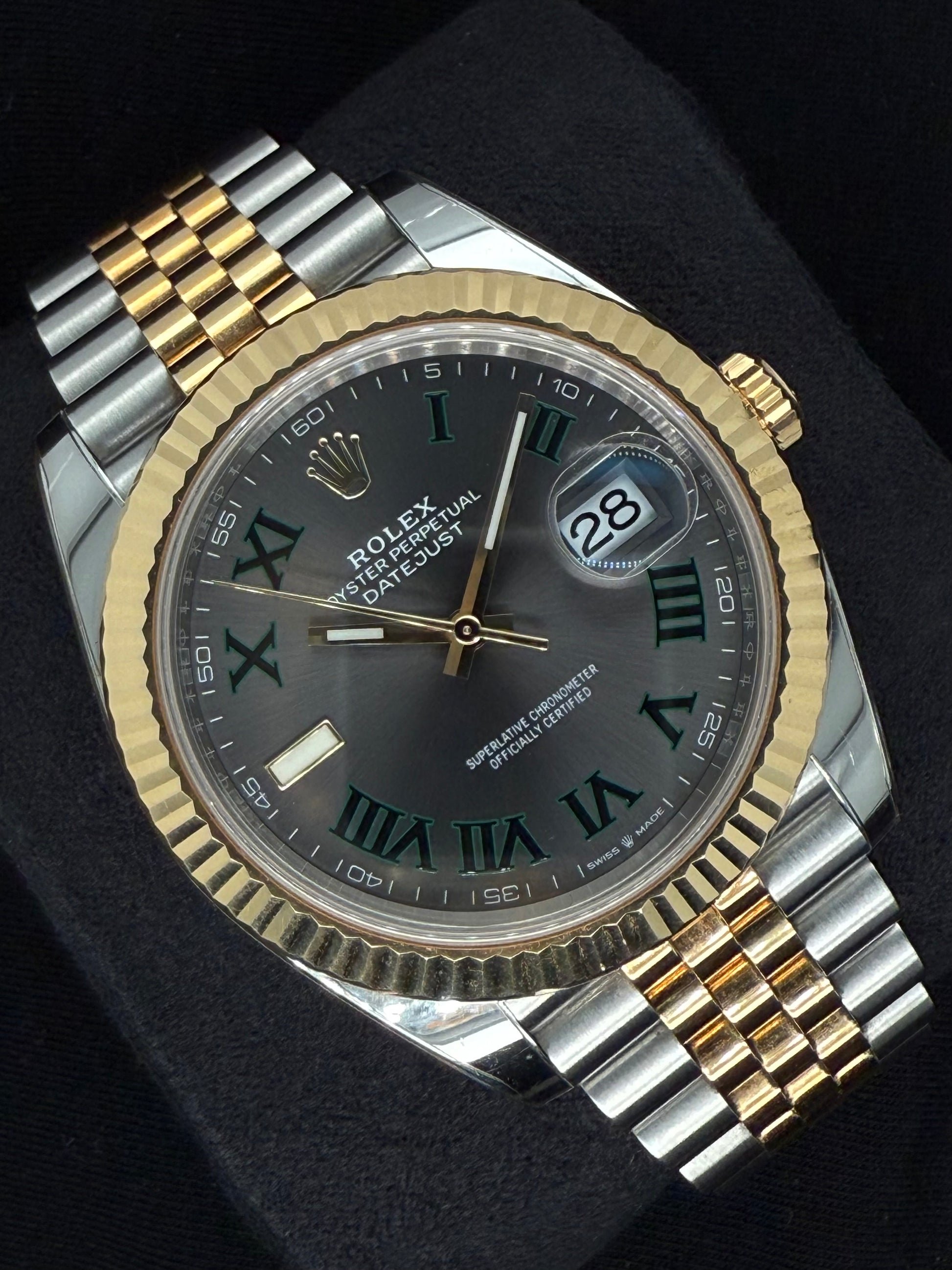 Rolex Datejust 41 Two Tone Yellow Gold Wimbledon Dial 126333 left