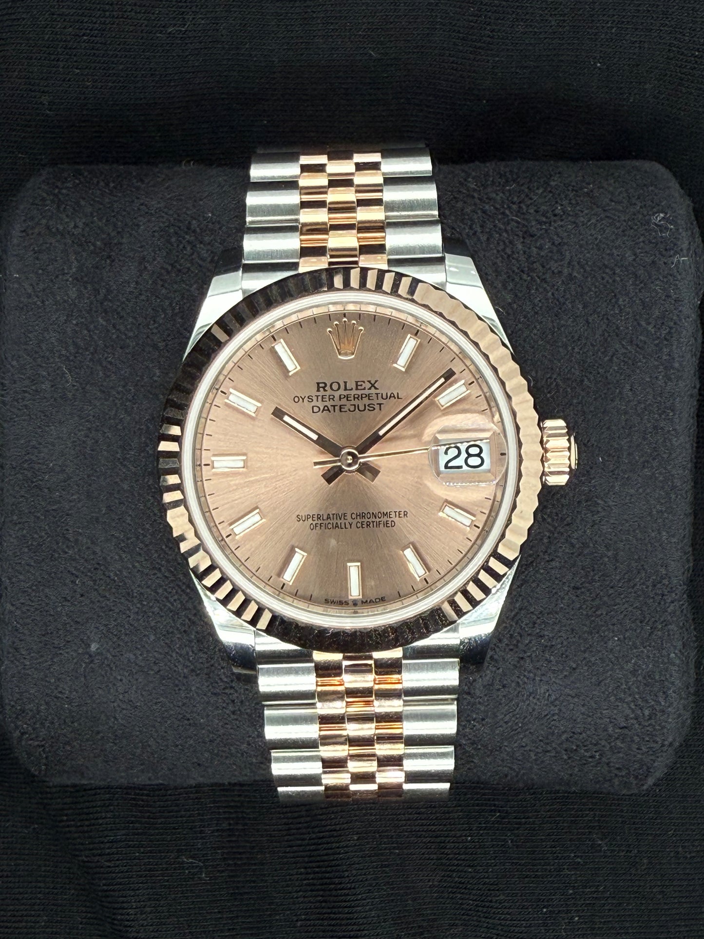 Rolex Datejust 31 Sundust Pink ‘Sticks’ Dial Jubilee Two Tone Rose Gold 278271