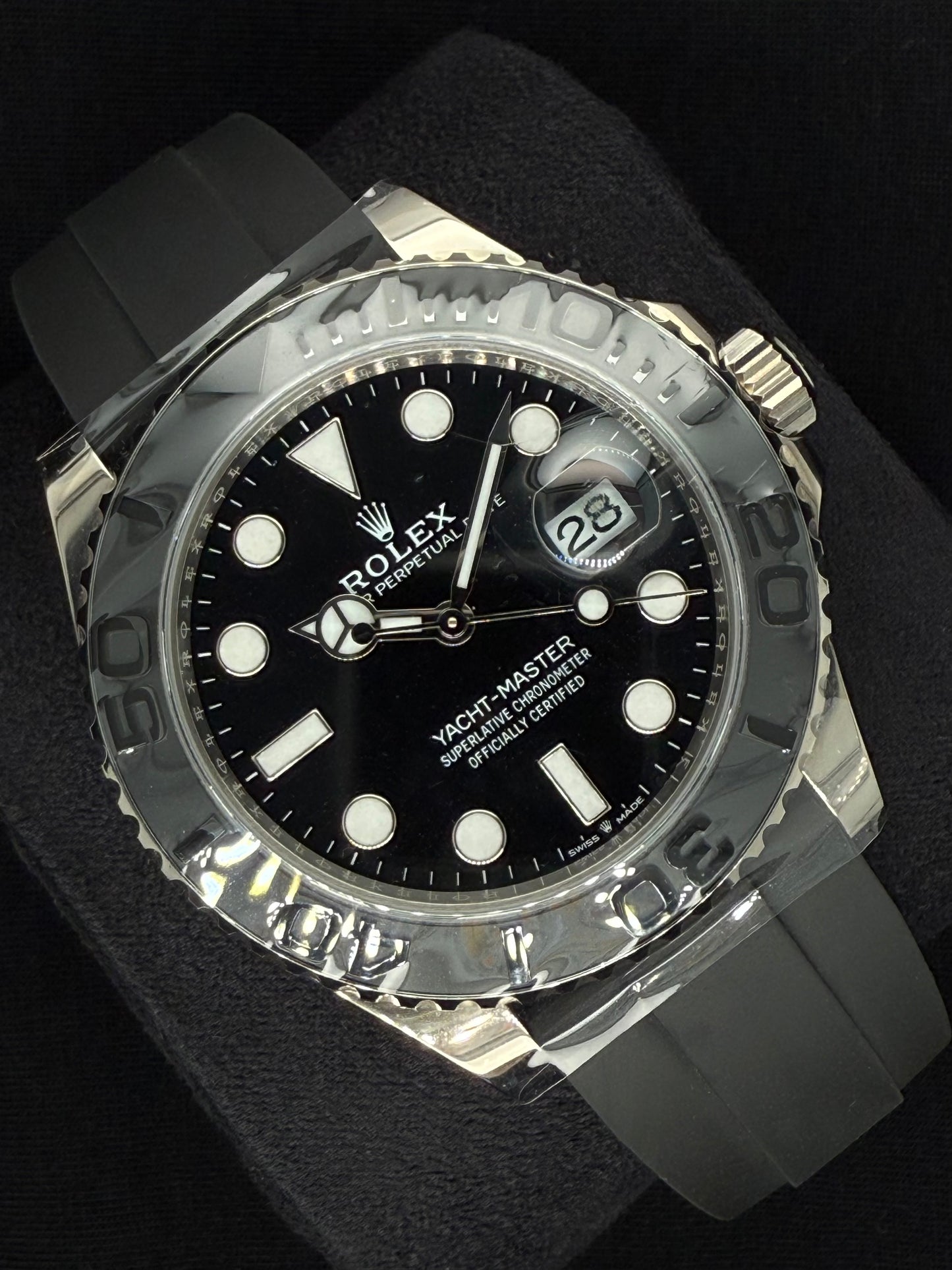 Rolex Yacht-Master 42 Black Dial 18ct White Gold Oysterflex 226659 left