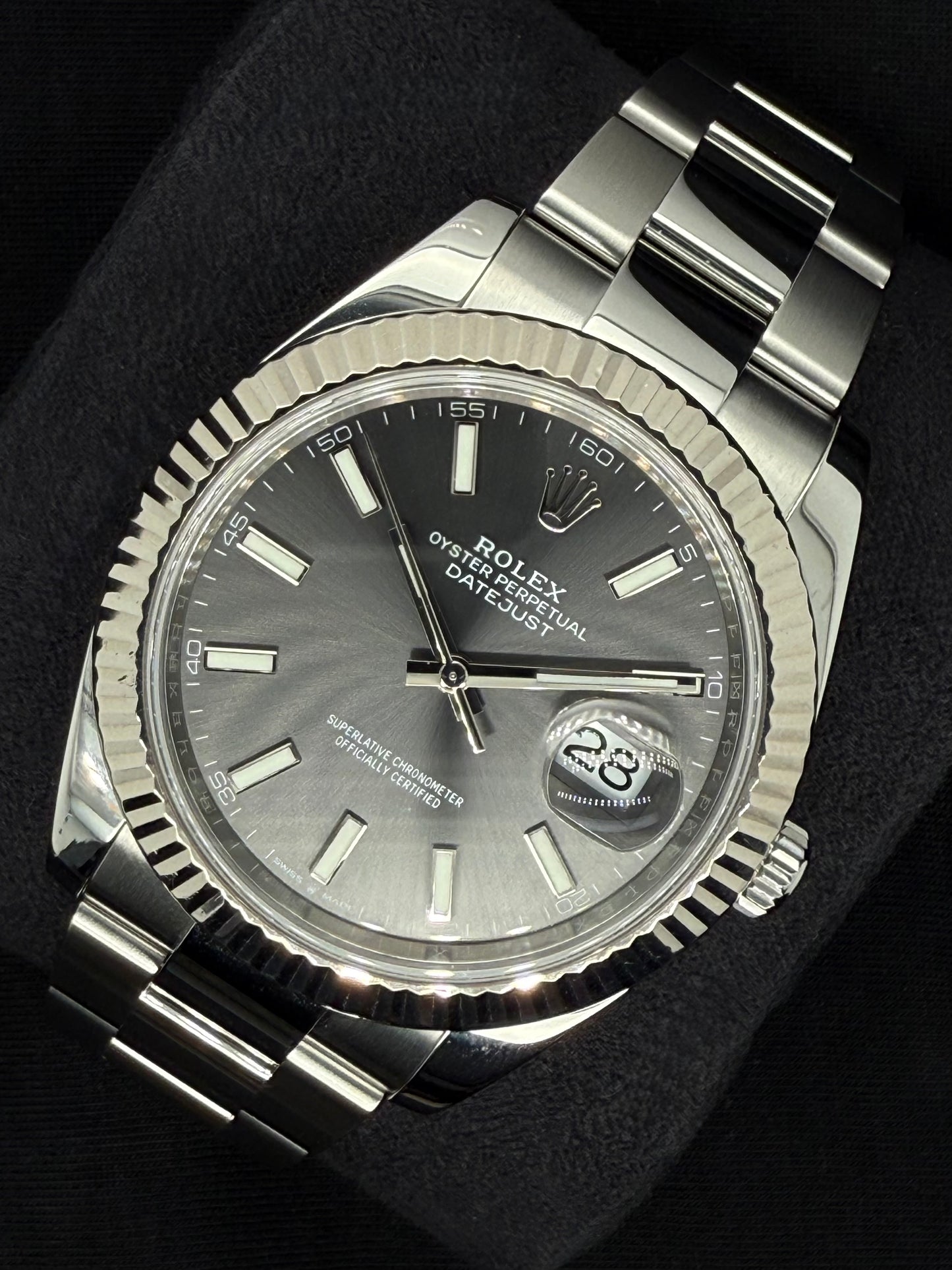 Rolex Datejust 41 Rhodium Grey Dial Fluted Steel 126334 right