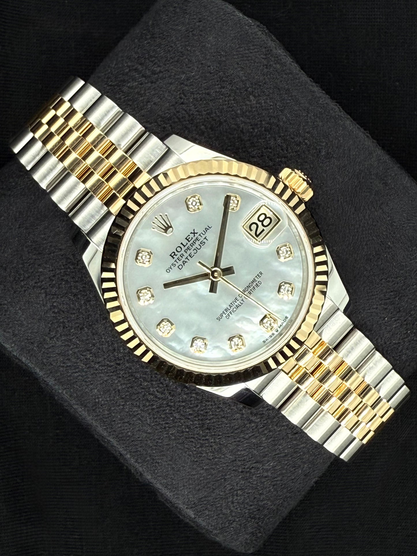 Rolex Datejust 31 "MOP" Mother of Pearl Diamond Dial Jubilee Two Tone 278273 left