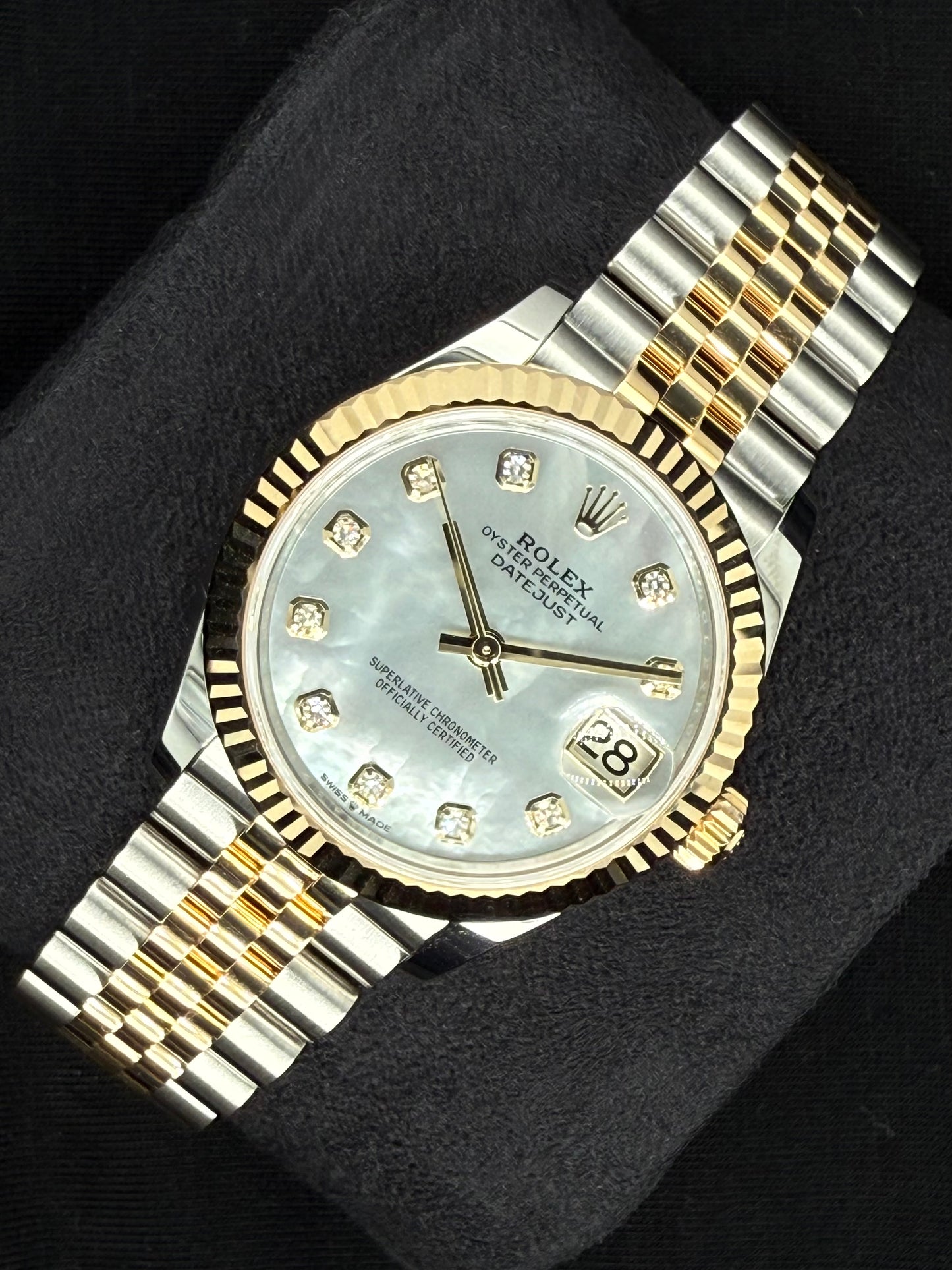 Rolex Datejust 31 "MOP" Mother of Pearl Diamond Dial Jubilee Two Tone 278273 right