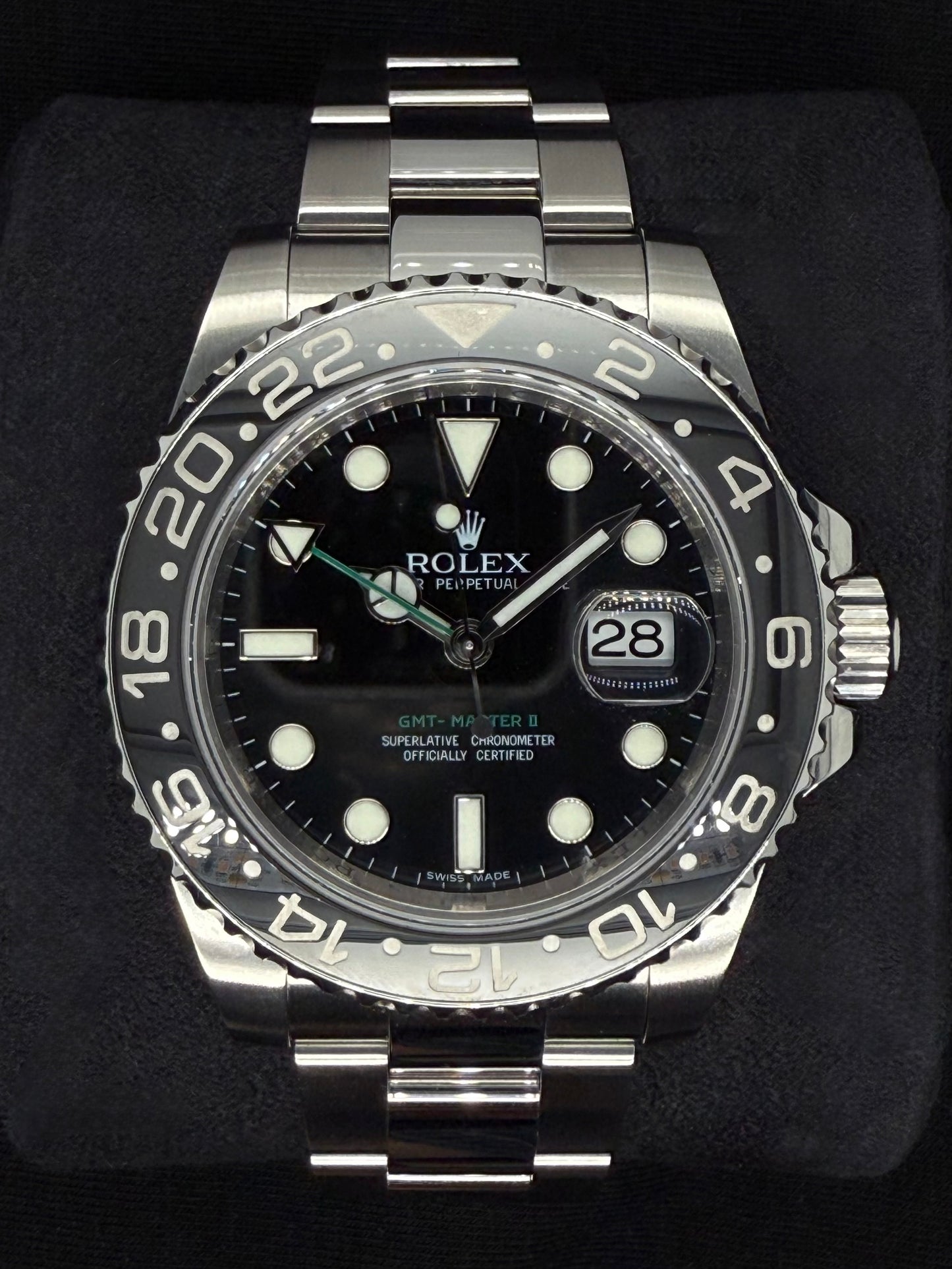 Rolex GMT-Master II Black Dial Green Arrow Hand 116710LN