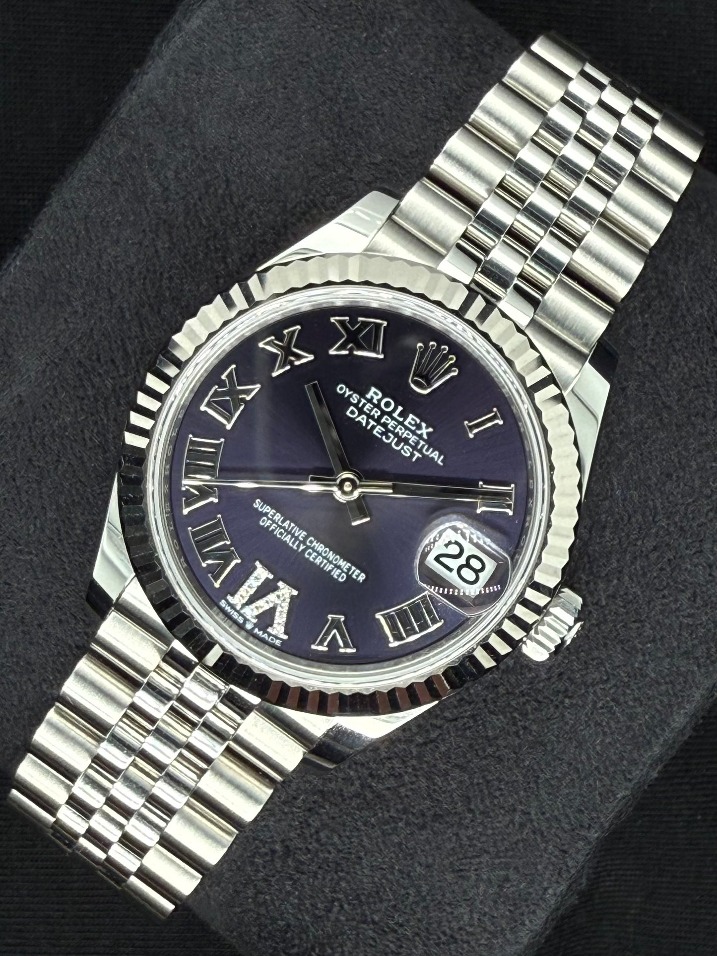 Rolex Datejust 31 Aubergine ‘Purple’ Roman Diamond Dial Jubilee 278274 right