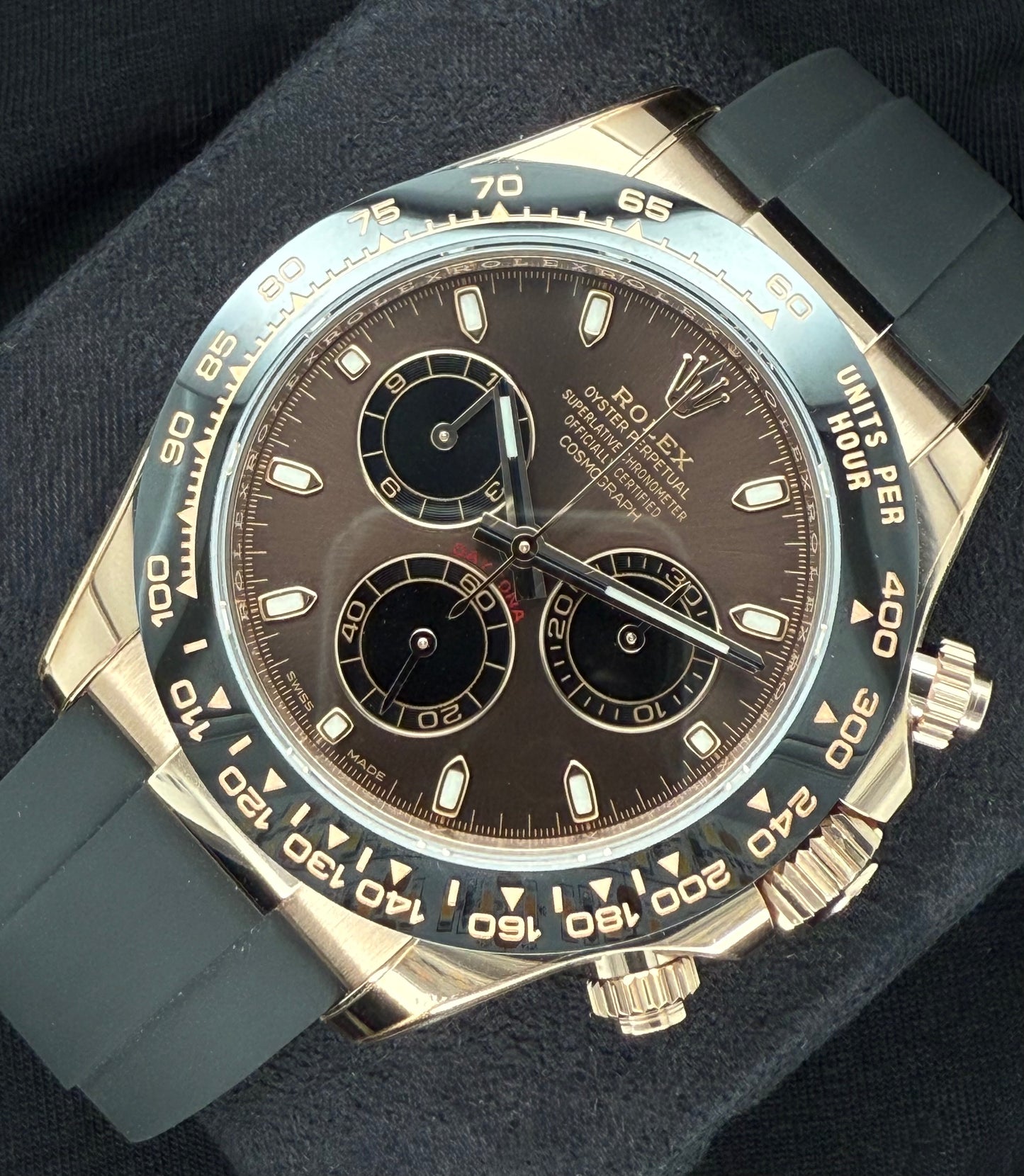 Rolex Daytona Oysterflex Rose Gold Chocolate Dial 116515LN Right