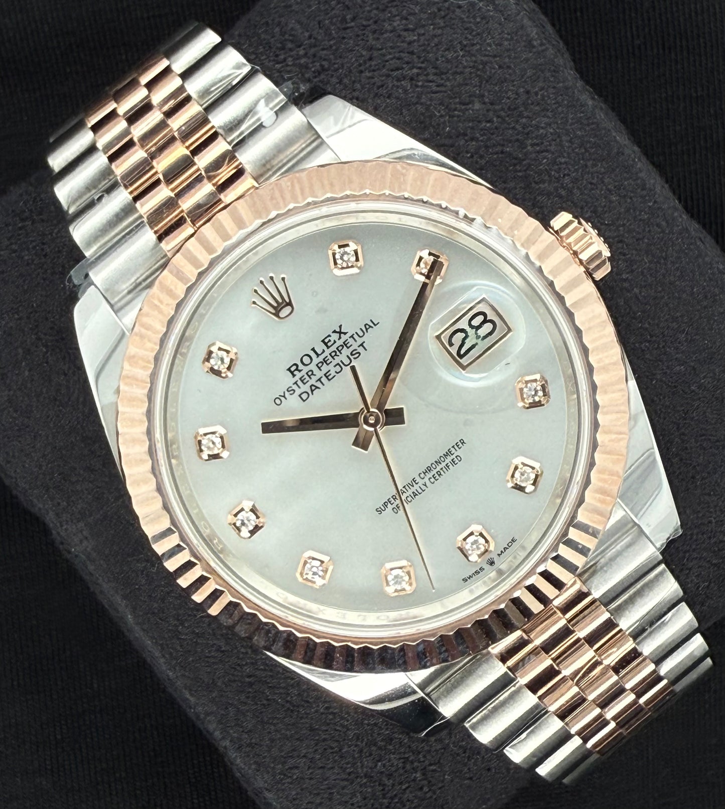 Rolex Datejust 41 Mother of Pearl ‘MOP’ Diamond Dial Fluted Jubilee 126331 Left