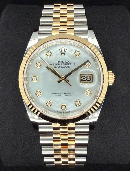 Rolex Datejust 36 Two-Tone Yellow Gold Mother of Pearl ‘MOP’ Diamond Dial 126233