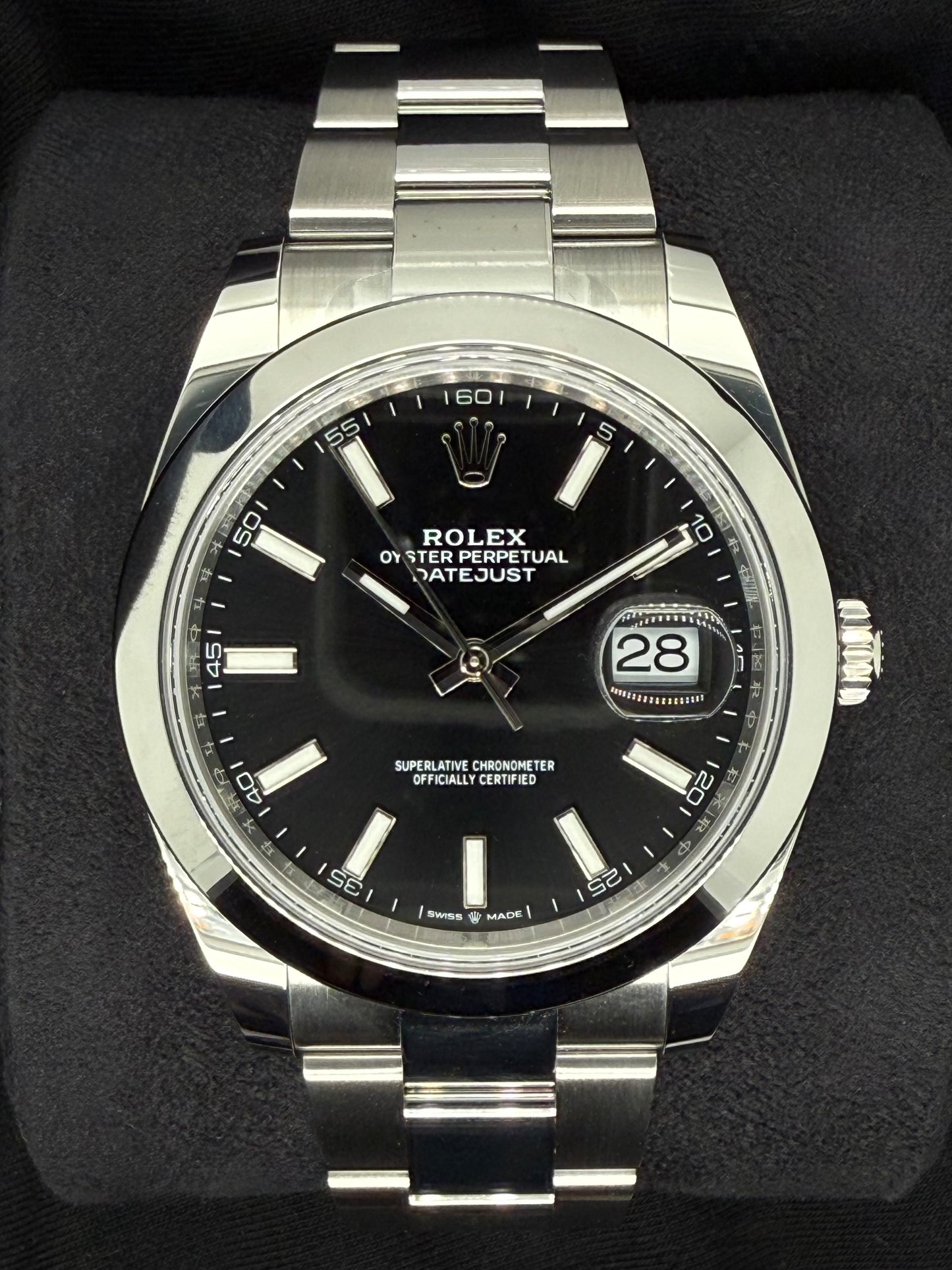 Rolex Datejust 41 Black 'Sticks' Oystersteel Smooth 126300 | 2025 | 41mm