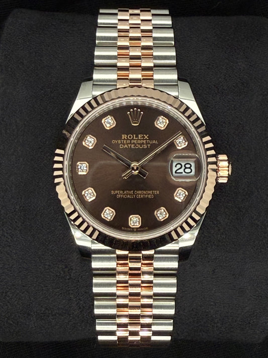 Rolex Datejust 28 Chocolate Diamond Dial Jubilee Two Tone Rose Gold 279171 | 2025 | 28mm