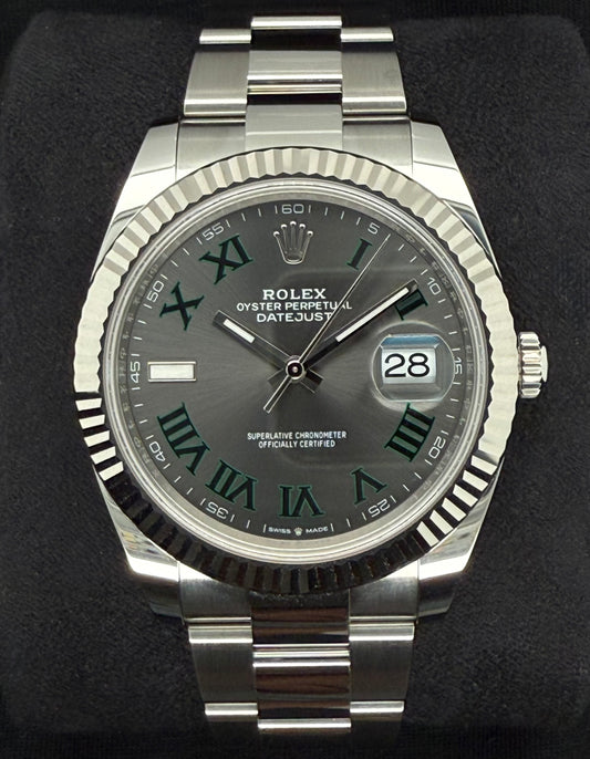 Rolex Datejust 41 Wimbledon Dial Fluted Bezel Oystersteel 126334