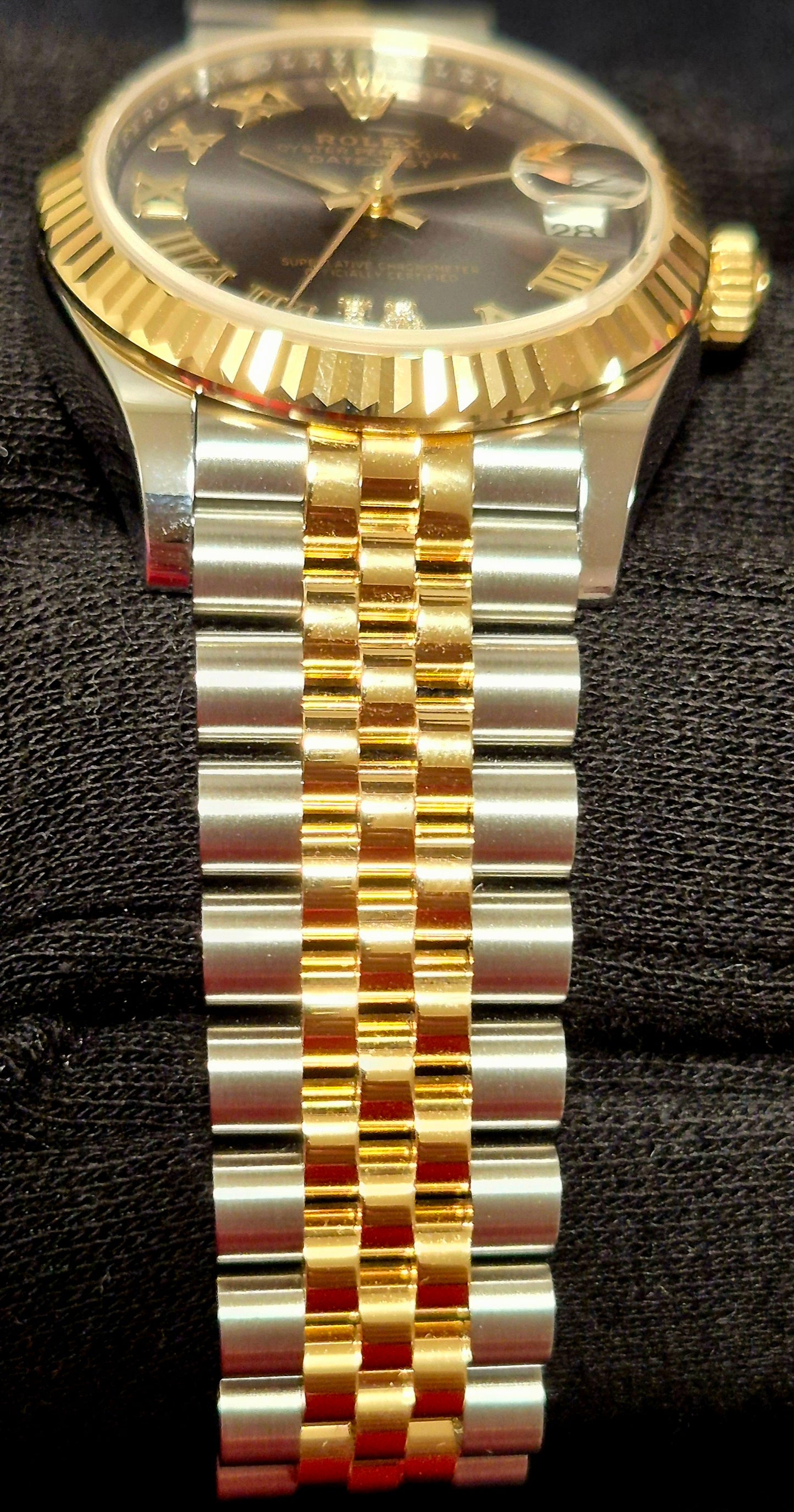 Rolex Datejust 31 Two Tone Yellow Gold Dark Grey Roman Numeral Diamond Dial Jubilee 278273 Bracelet 2