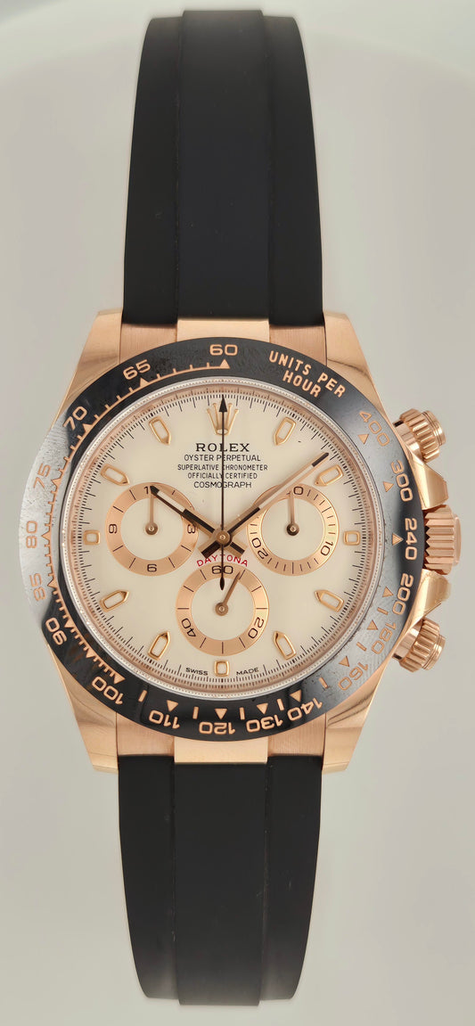 Rolex Daytona Ivory Dial Everose Gold Oyster Flex 116515 front