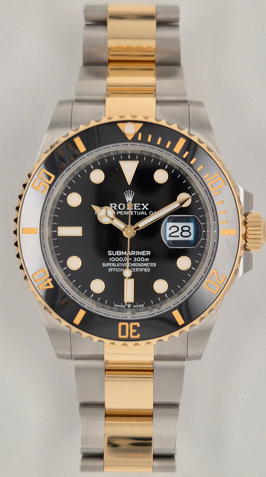 Rolex Submariner Date "Blacksy" Black Dial Two Tone Yellow Gold Black Ceramic 126613LN  front