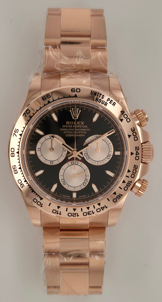 Rolex Daytona Black 18ct Rose Gold Oyster 126505 front