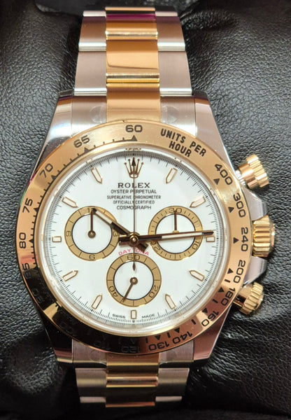 Rolex Cosmograph Daytona Two Tone White with Gold Index Dial 126503 front