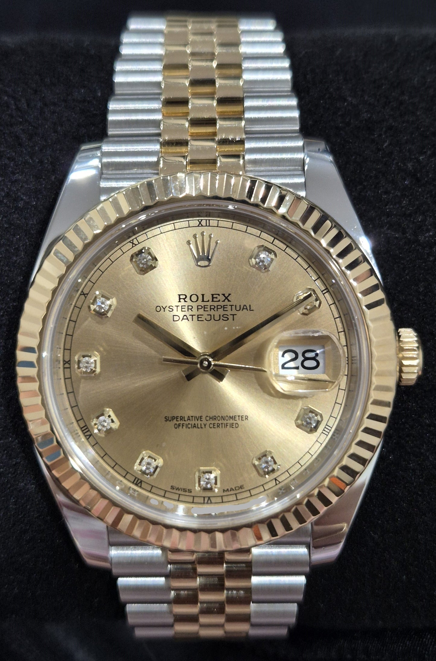 Rolex Datejust 41 Two Tone Yellow Gold Champagne Diamond Dial 126333 front