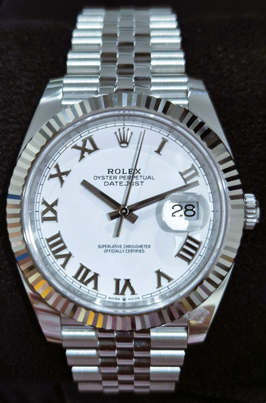 Rolex Datejust 41 White Roman Dial Jubilee 126334 front