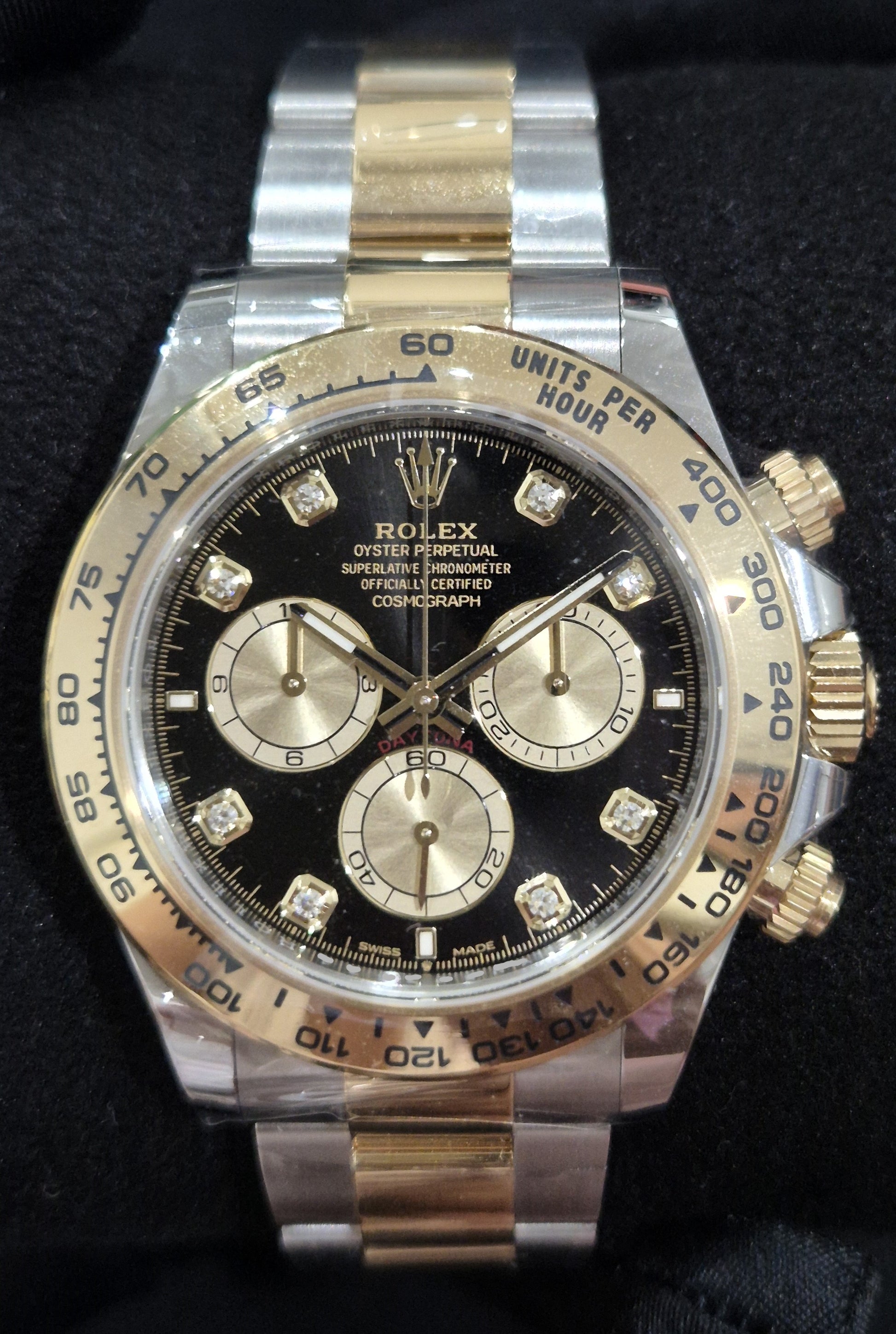 Rolex Daytona Two Tone Yellow Gold Black Diamond Dial 126503