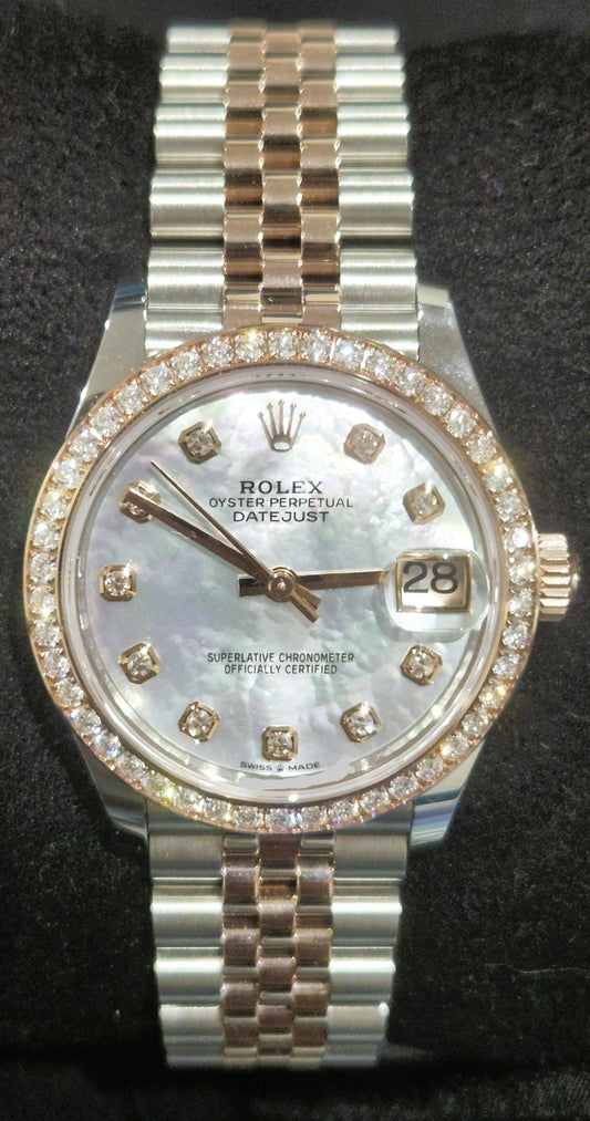 Rolex Datejust 31 "MOP" Mother of Pearl Dial with Factory-Set Diamond Bezel 278381RBR front