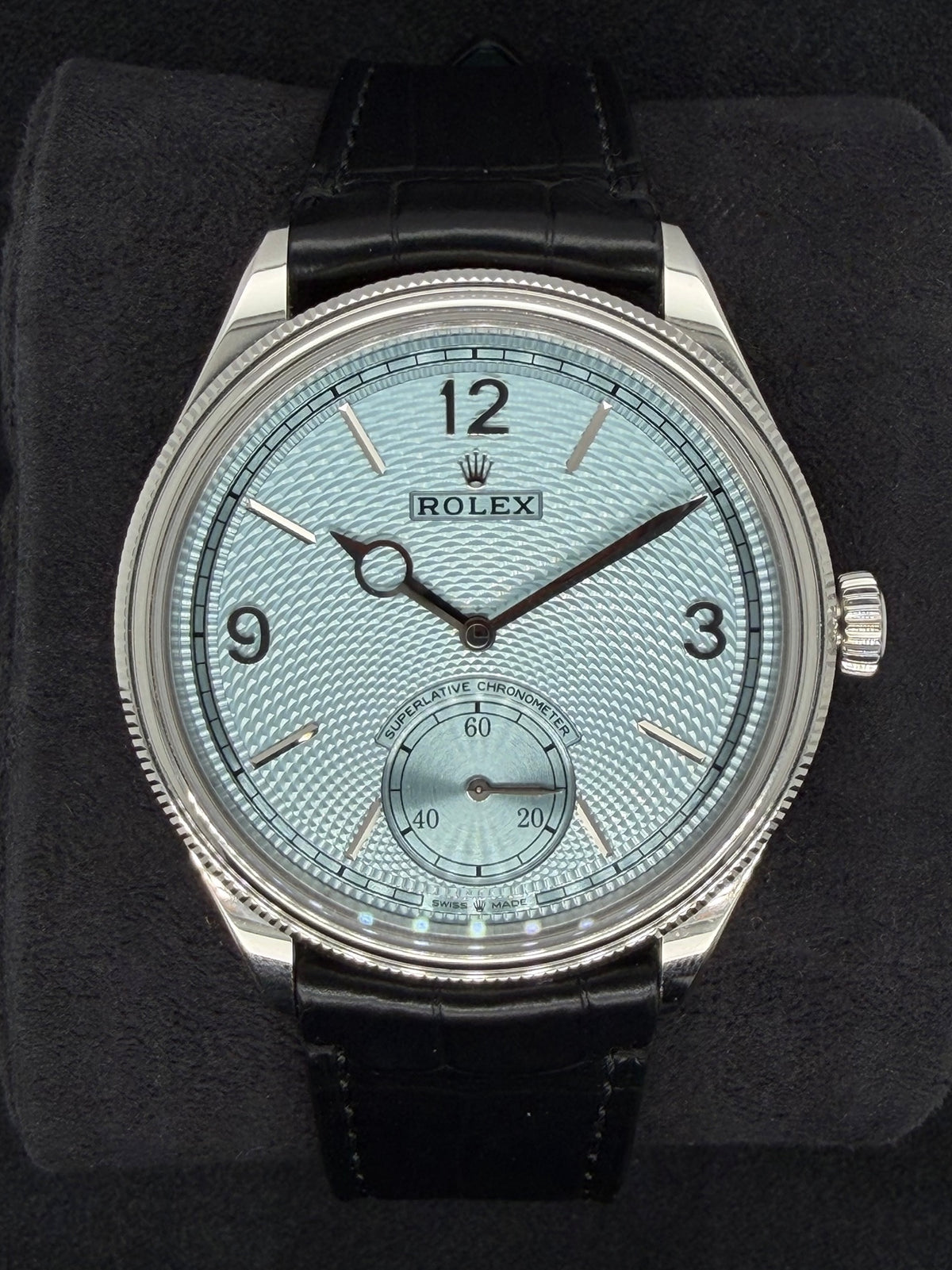 Rolex 1908 Ice Blue Dial Platinum Leather Strap 52506 | 2026 | 39mm