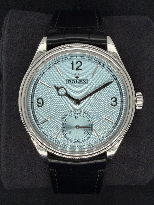 Rolex 1908 Ice Blue Dial Platinum Leather Strap 52506 | 2026 | 39mm