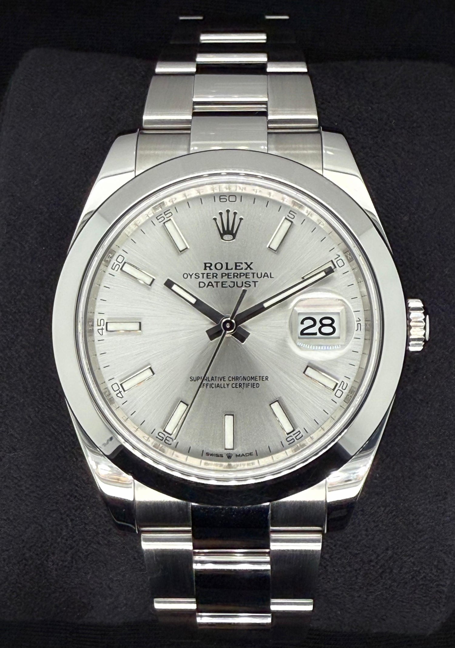 Rolex Datejust 41 Silver 'Sticks' Oystersteel Smooth 126300