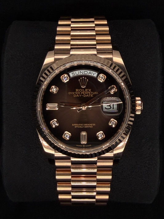 Rolex Day-Date 36 Brown Ombré Diamond Everose Gold 128235 | 2022 | 36mm