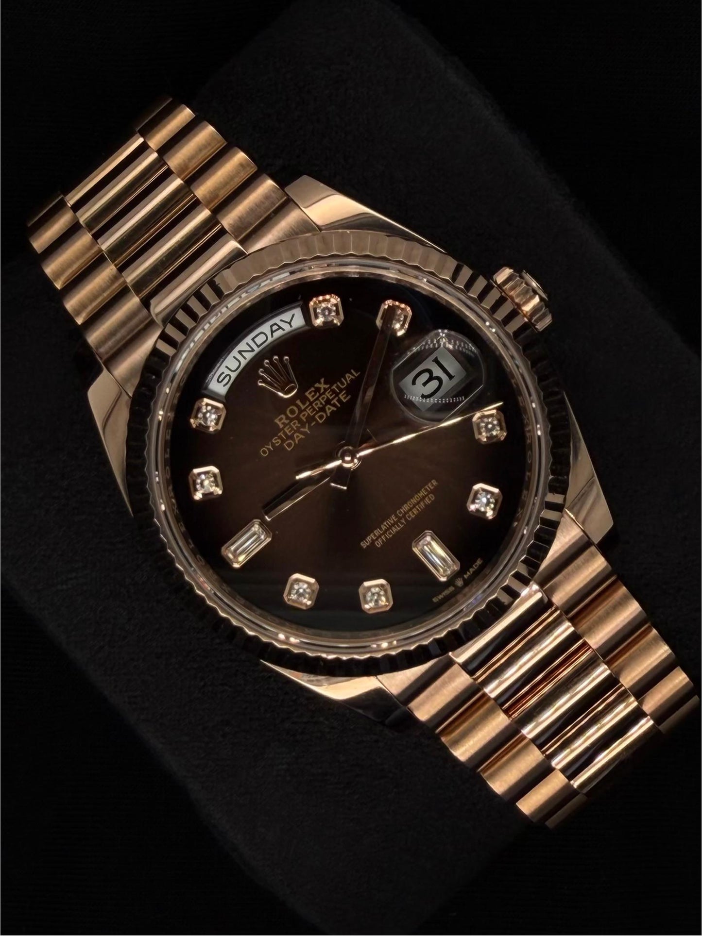 Rolex Day-Date 36 Brown Ombré Diamond Everose Gold 128235 | 2022 | 36mm
