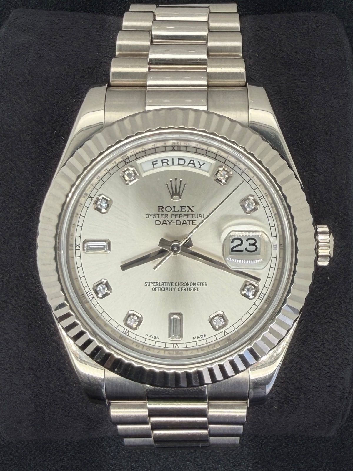 Rolex Day-Date II Silver Diamond Dial White Gold 218239 | 2012 | 41mm