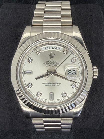Rolex Day-Date II Silver Diamond Dial White Gold 218239 | 2012 | 41mm