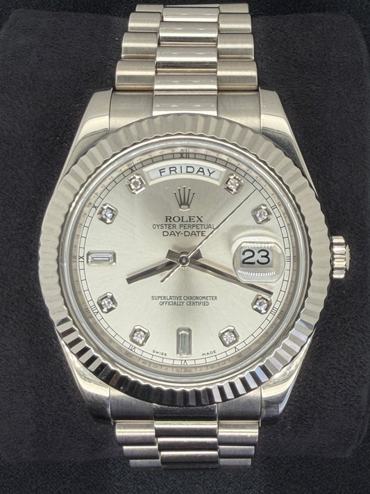 Rolex Day-Date II Silver Diamond Dial White Gold 218239 | 2012 | 41mm