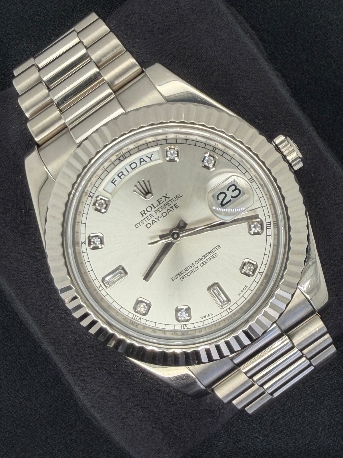 Rolex Day-Date II Silver Diamond Dial White Gold 218239 | 2012 | 41mm