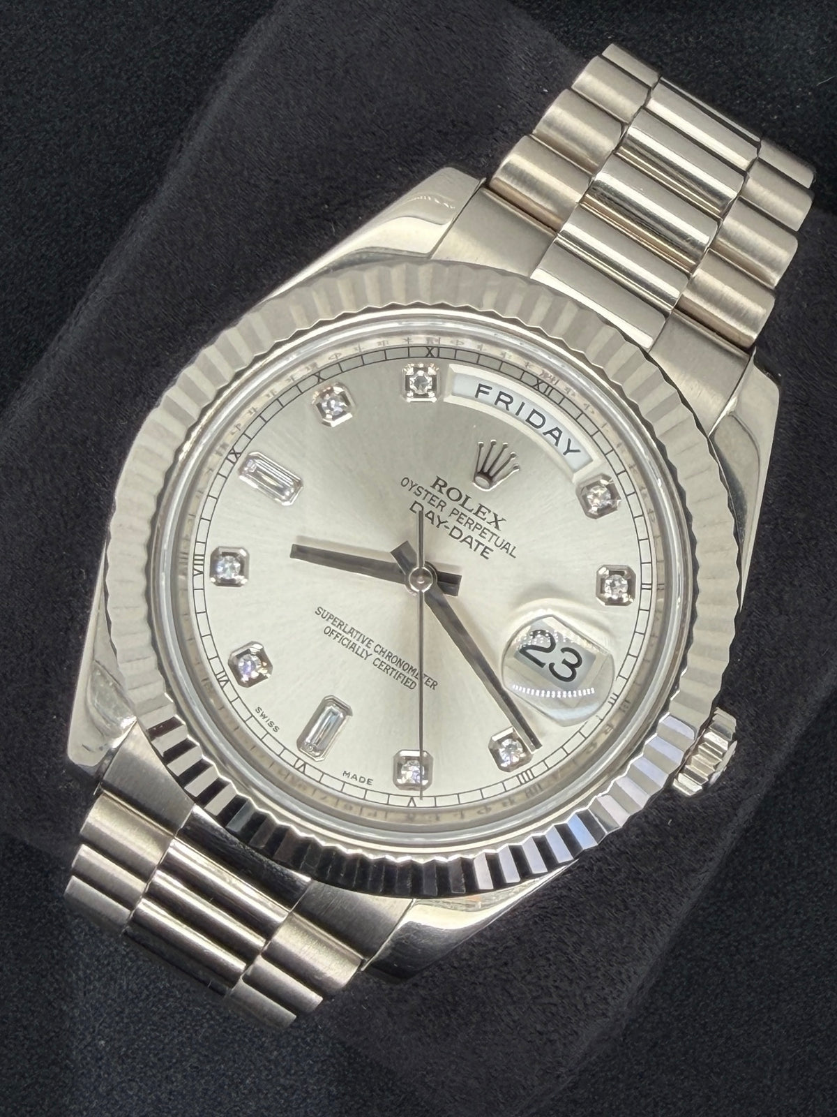 Rolex Day-Date II Silver Diamond Dial White Gold 218239 | 2012 | 41mm