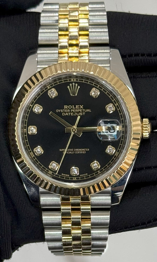 Rolex Datejust 41 Two Tone Black Diamond Dial Jubilee 126333 front