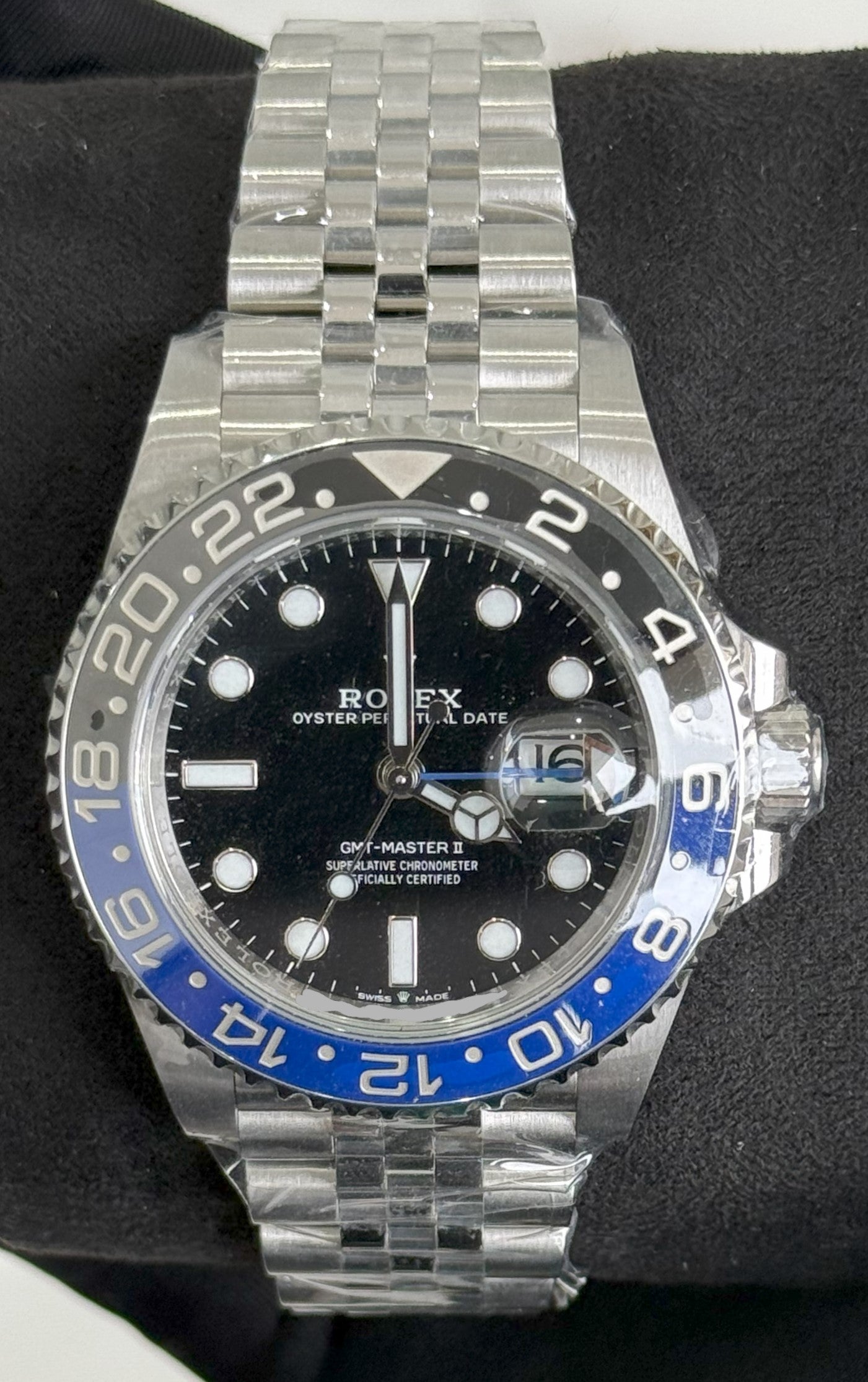Rolex GMT-Master II Batgirl Jubilee 126710BLNR front