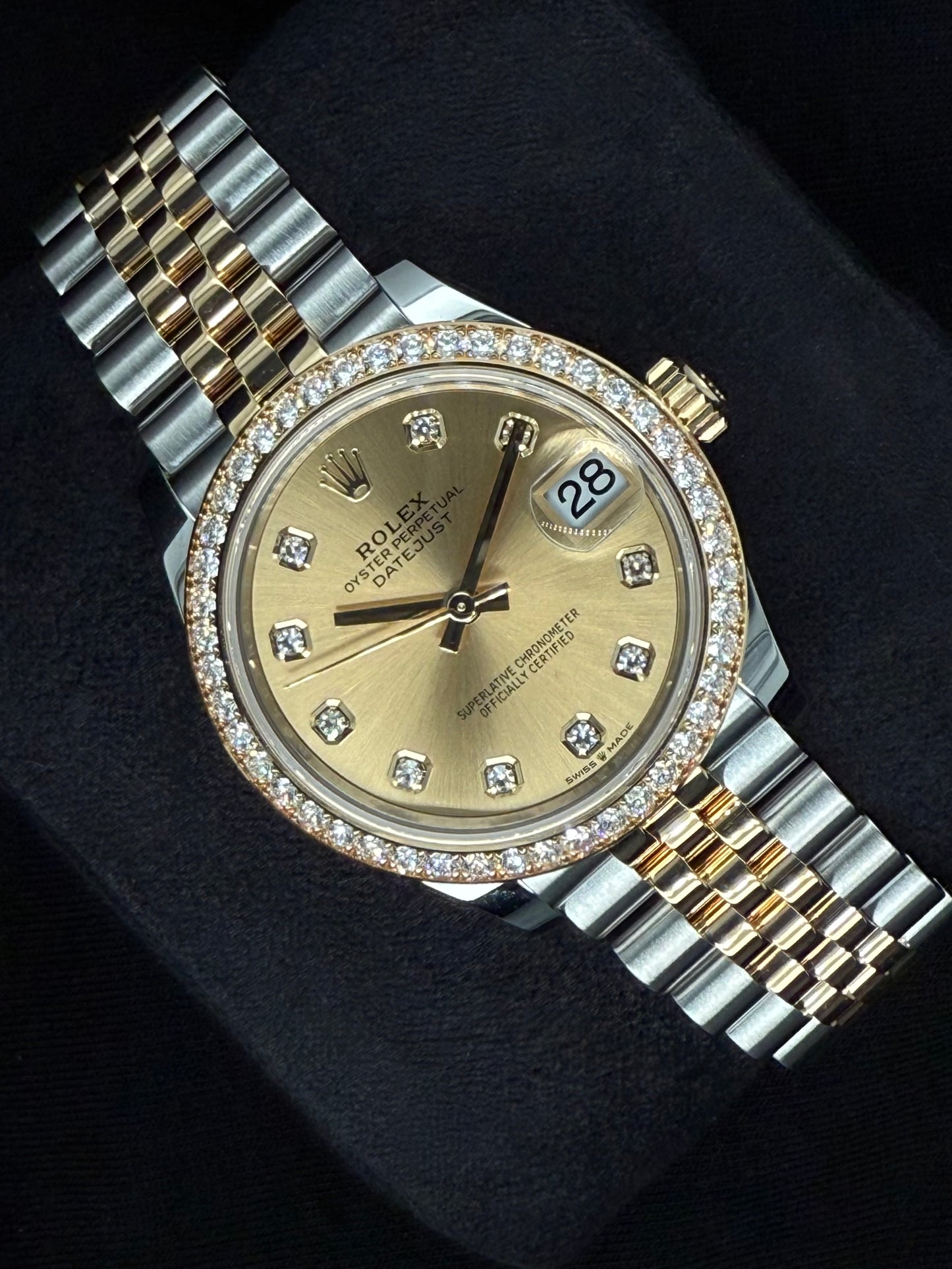 Rolex Datejust 31 Two Tone Yellow Gold Champagne Diamond Dial with Factory-Set Diamond Bezel 278383RBR | 2025 | 31mm