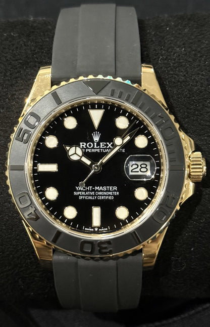 Rolex Yacht-Master 42 Black Dial 18ct Yellow Gold Oysterflex