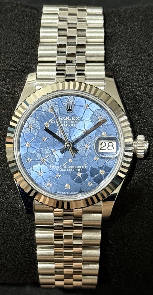 Rolex Datejust 31 Blue Floral Motif Dial Jubilee 278274 front