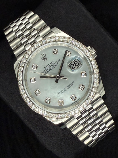 Rolex Datejust 36 Mother of Pearl ‘MOP’ Diamond Dial with Factory-Set Diamond Bezel Oystersteel Jubilee 126284RBR | 2025 | 36mm