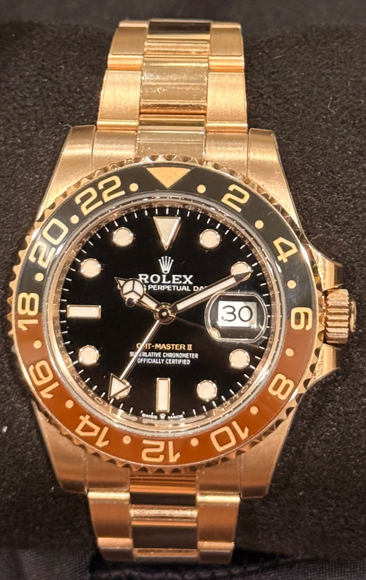 Rolex GMT-Master II 'Rootbeer' 18ct Rose Gold 126715CHNR front