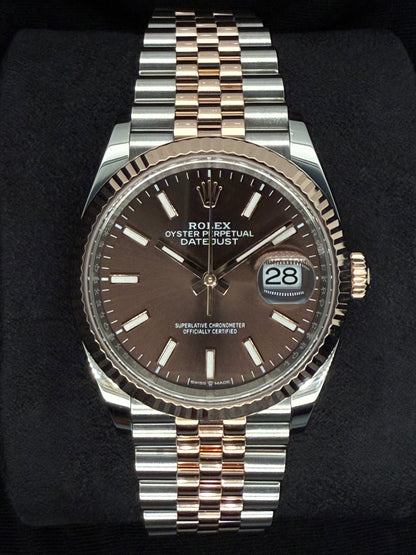 Rolex Datejust 36 Two Tone Rose Gold Chocolate ‘Sticks’ Dial 126231 | 2024 | 36mm