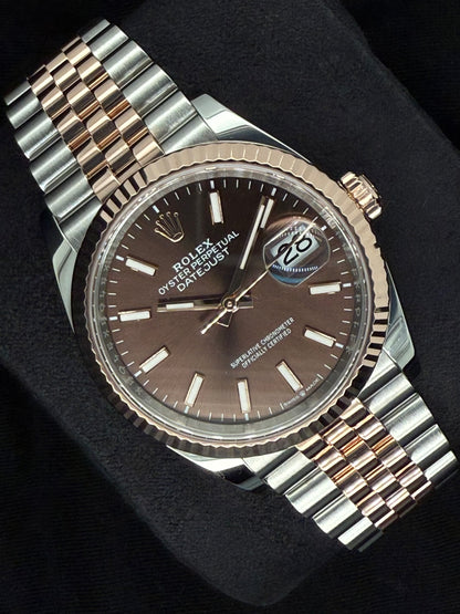 Rolex Datejust 36 Two Tone Rose Gold Chocolate ‘Sticks’ Dial 126231 | 2024 | 36mm