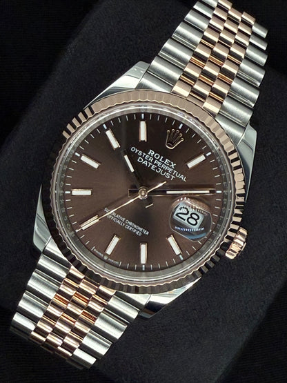 Rolex Datejust 36 Two Tone Rose Gold Chocolate ‘Sticks’ Dial 126231 | 2024 | 36mm