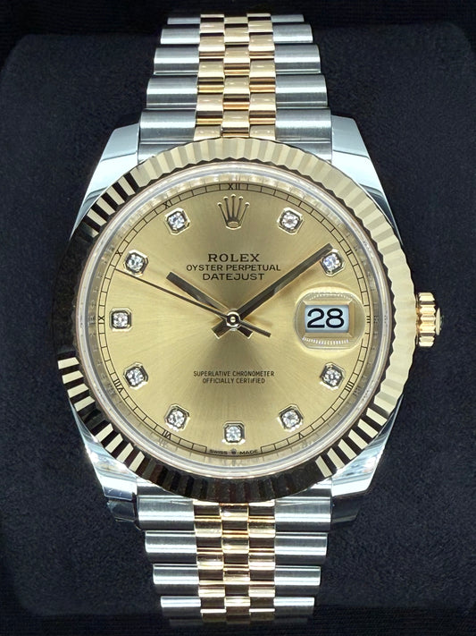 Rolex Datejust 41 Two Tone Yellow Gold Champagne Diamond Dial 126333 | 2025 | 41mm