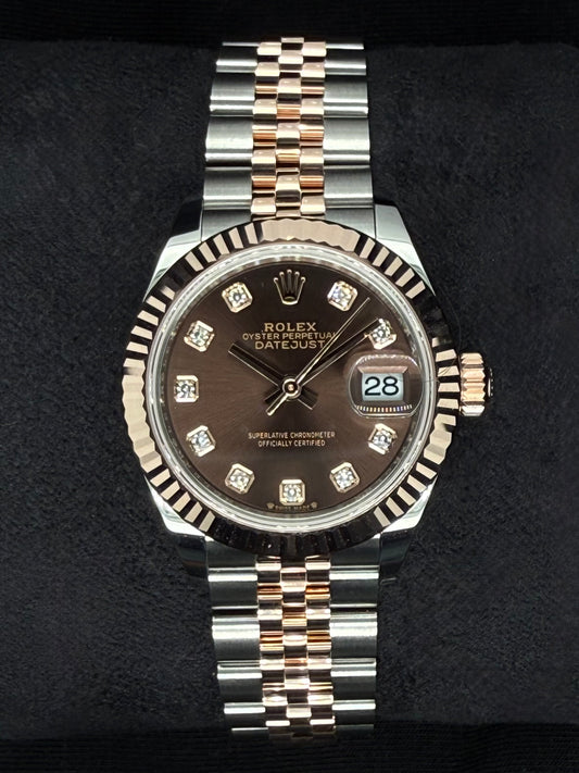 Rolex Datejust 28 Chocolate Diamond Dial Jubilee Two Tone Rose Gold 279171 | 2025 | 28mm