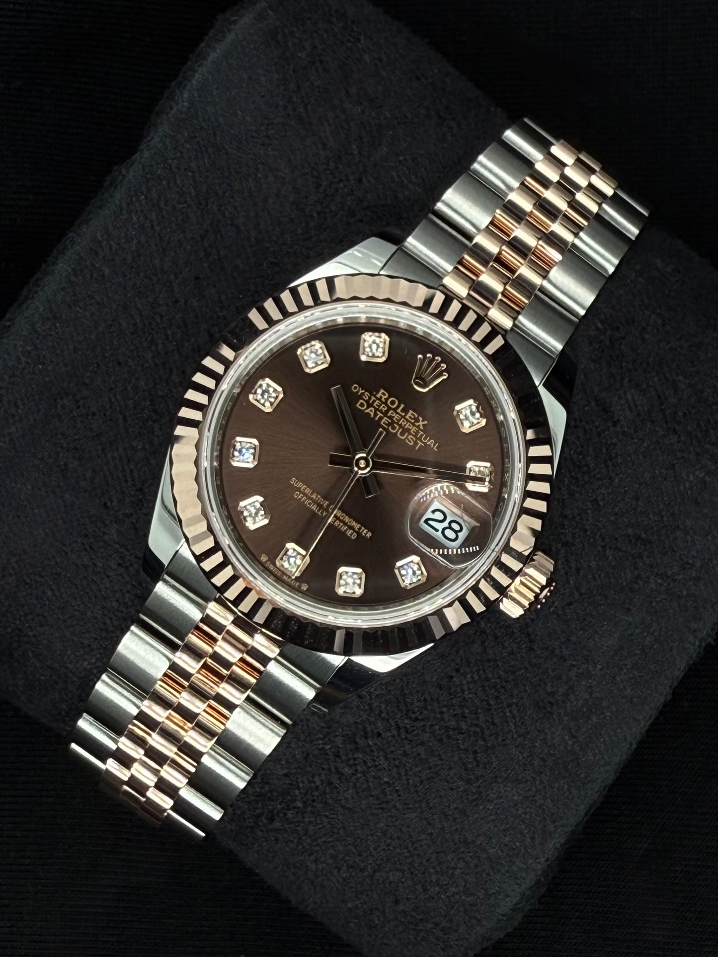 Rolex Datejust 28 Chocolate Diamond Dial Jubilee Two Tone Rose Gold 279171 | 2025 | 28mm