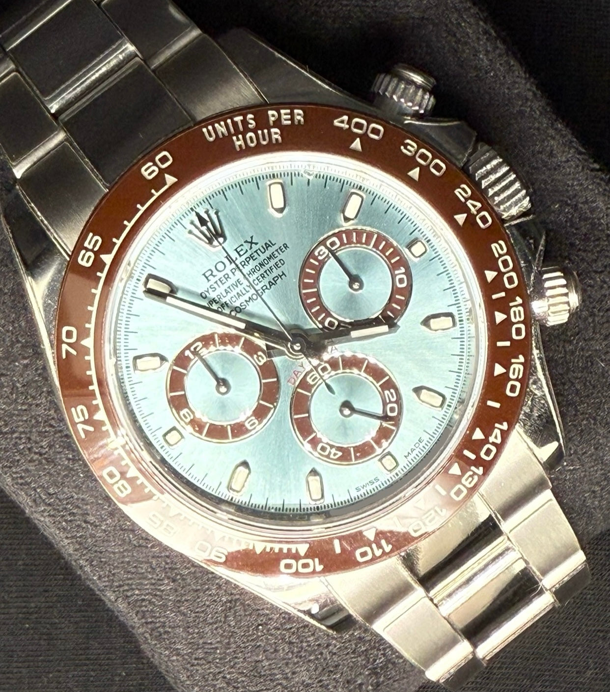 Rolex Daytona Platinum Ice Blue Dial 'Platona' 116506 front left