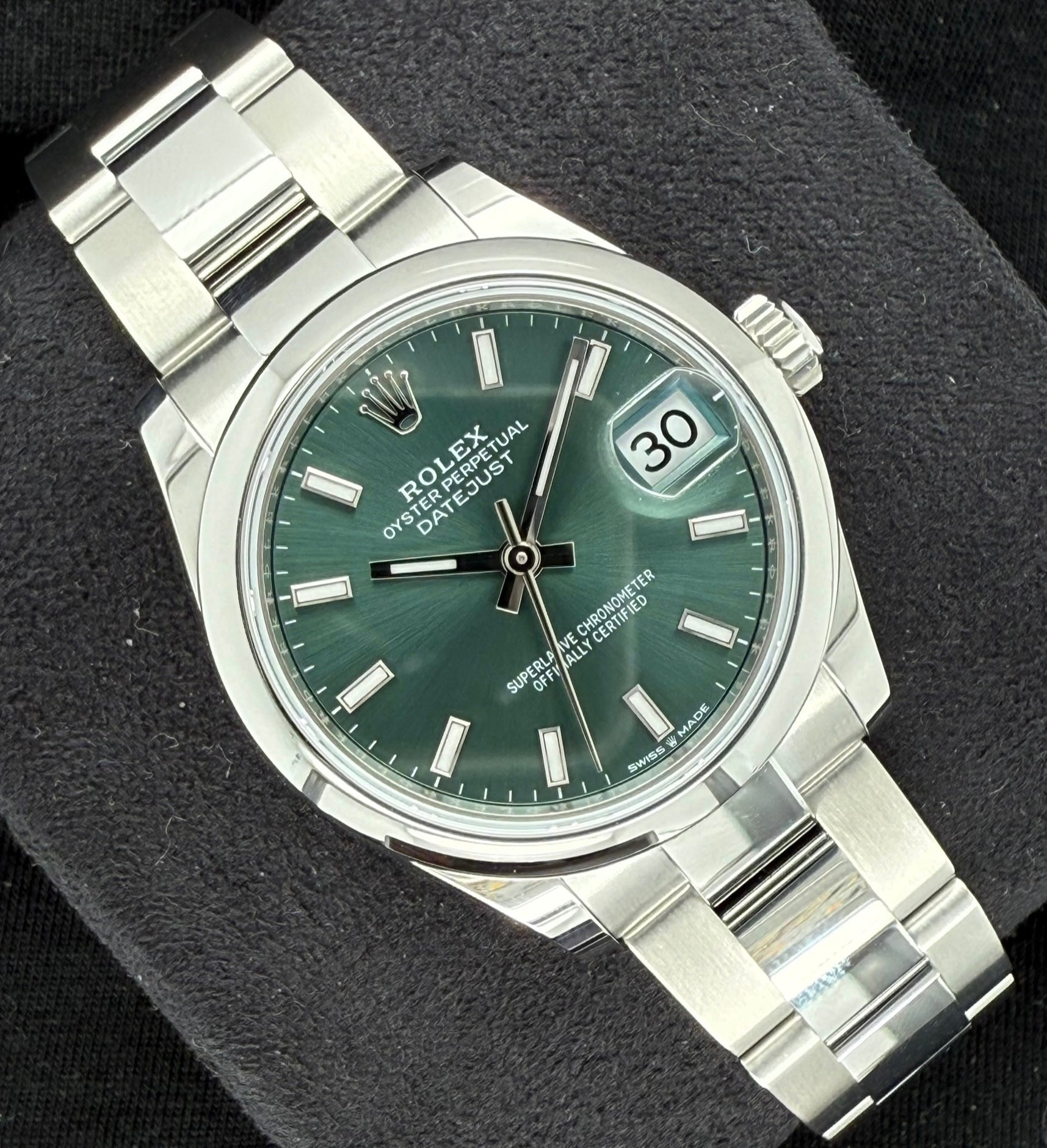 Rolex Datejust 31 Mint Green Sticks Dial 278240 front left