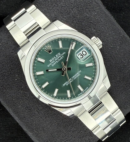 Rolex Datejust 31 Mint Green Sticks Dial 278240 front left